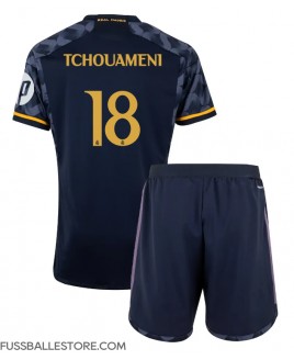 Günstige Real Madrid Aurelien Tchouameni #18 Auswärts Trikotsatzt Kinder 2023-24 Kurzarm (+ Kurze Hosen)